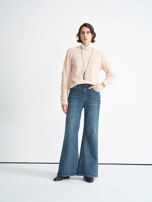 Textured Knit Crewneck Sweater